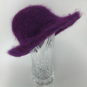 PURPLE HAT Women's Floppy Rim Wide Fuzzy Grape